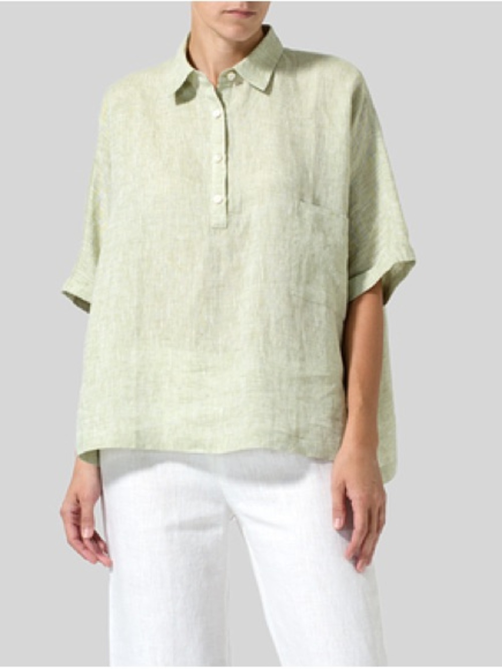 Vivid LINEN CLASSIC COLLAR SHORT SLEEVES SHIRT